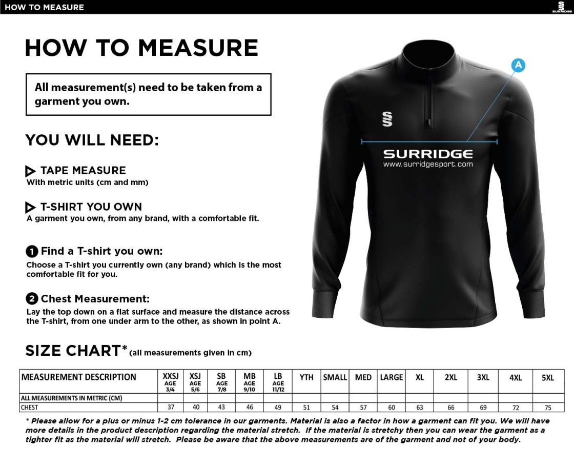 Little Lions - 1/4 Zip Performance Top - Size Guide